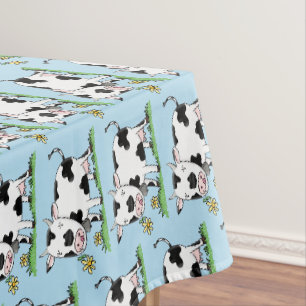 Toalha De Mesa Imagem de desenho animado de uma vaca em verde