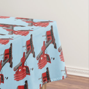 Toalha De Mesa Imagem do desenho animado da pá-pá-vapor vermelha,