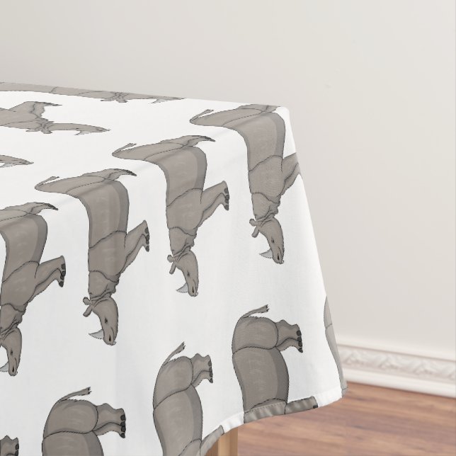 Toalha De Mesa Imagem do desenho animado de Javan rhinoceros (Posição Original)