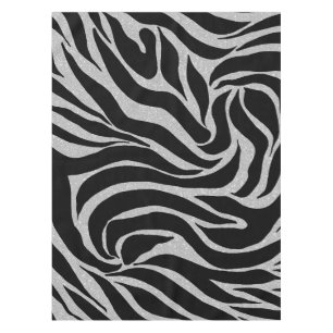 Toalha De Mesa Impressão Animal Elegante Black Glitter Silver Ze