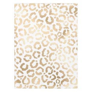 Toalha De Mesa Impressão Animal Leopardo Branco Dourado Elegante