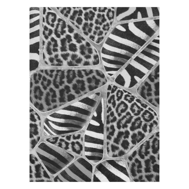 Toalha De Mesa Impressão animal - Leopardo e Zebra - prata (Frente)