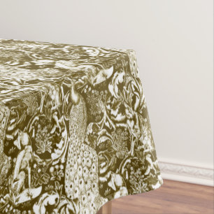 Toalha De Mesa Impressão, Brown e creme do pavão de Nouveau da
