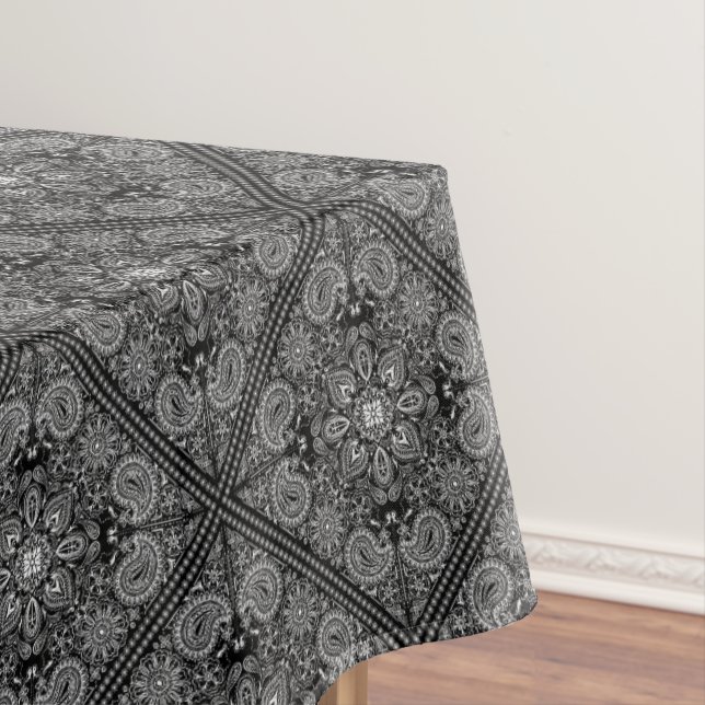 Toalha De Mesa Impressão de Bandana Boho de Paisley Branco (Posição Original)