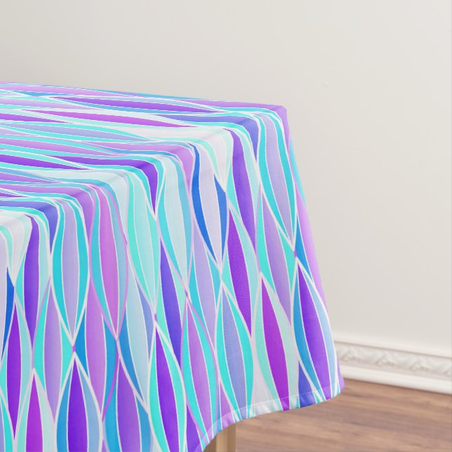 Toalha De Mesa Impressão de fita do século médio - violeta e aqua (Posição Original)