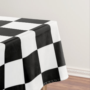 Toalha De Mesa Impressão digital de xadrez preto e branco