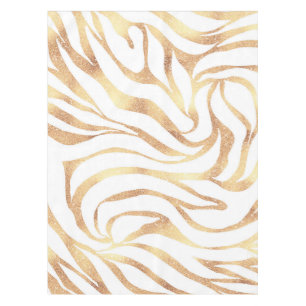 Toalha De Mesa Impressão em branco Elegante Dourada de Zebra