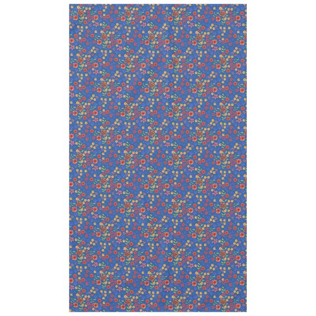 Toalha De Mesa Impressão Floral Retro Chic na Tabletloth Azul (Frente)
