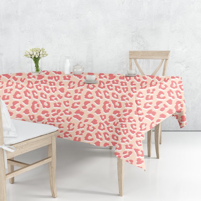 Toalha De Mesa Impressão Leopardo Branco Coral (Coral White Leopard Print by Looly Elzayat
)