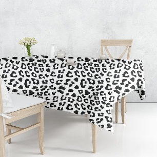 Toalha De Mesa Impressão Leopardo Preto e Branco