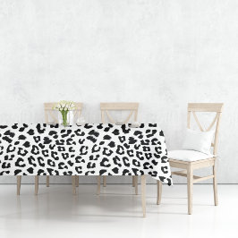 Toalha De Mesa Impressão Leopardo Preto e Branco