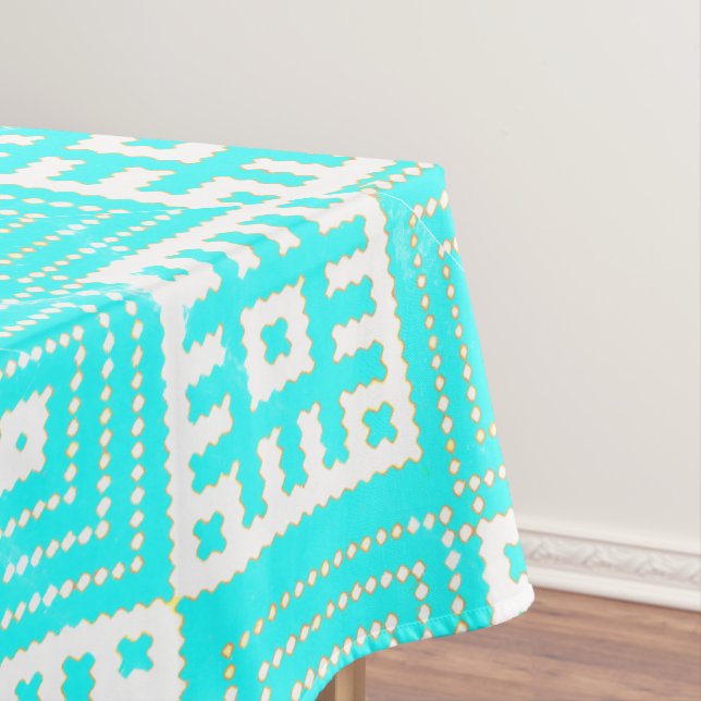 Toalha De Mesa Impressão Turquoise Folk Estilizada Branco (Posição Original)