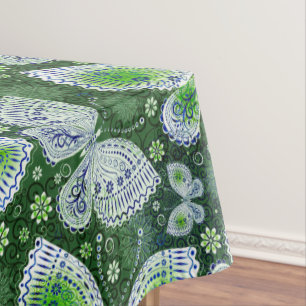 Toalha De Mesa Impressão Verde de Borboleta de Paisley