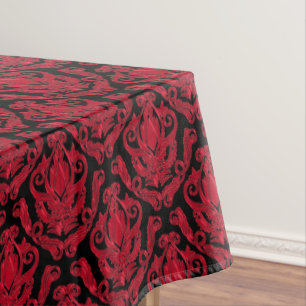 Toalha De Mesa Impressão vermelho e preto elegante do damasco