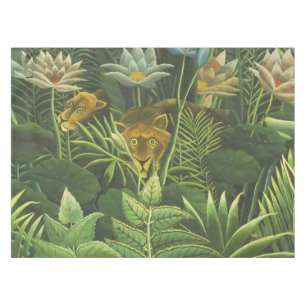 Toalha De Mesa Impressão Vintage de Leão na Selva Tropical de Hen