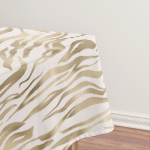 Toalha De Mesa Impressão Zebra Dourada