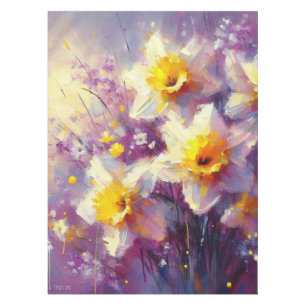 Toalha De Mesa Impressionista Daffodil Floral Purple Amarelo