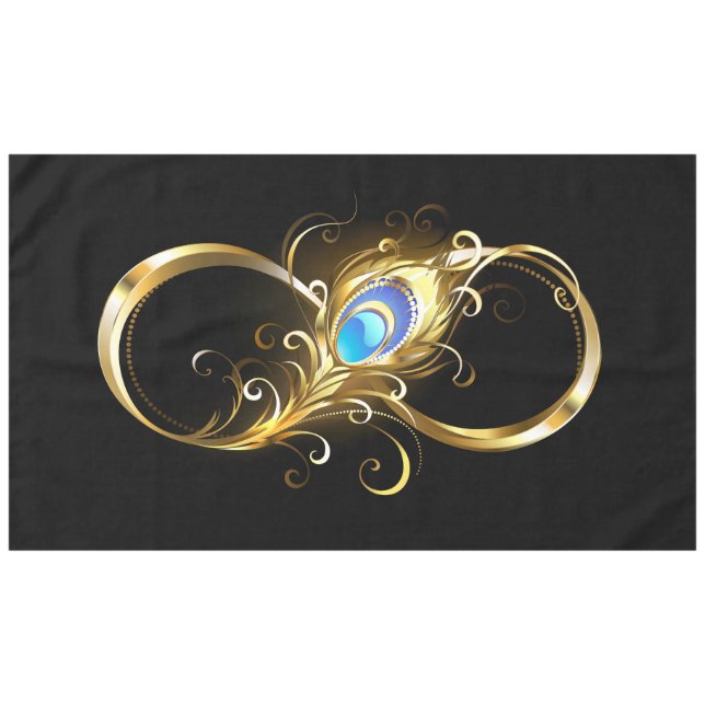 Toalha De Mesa Infinidade com a pena Pavão de Ouro (Frente (Horizontal))