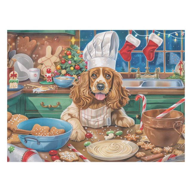 Toalha De Mesa Inglês Cocker Spaniel Baking: Natal (Frente (Horizontal))