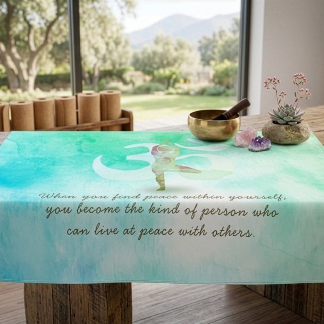 Toalha De Mesa Instrutor de YOGA Meditação Árvore Pose Om Sinal C (Criador carregado)