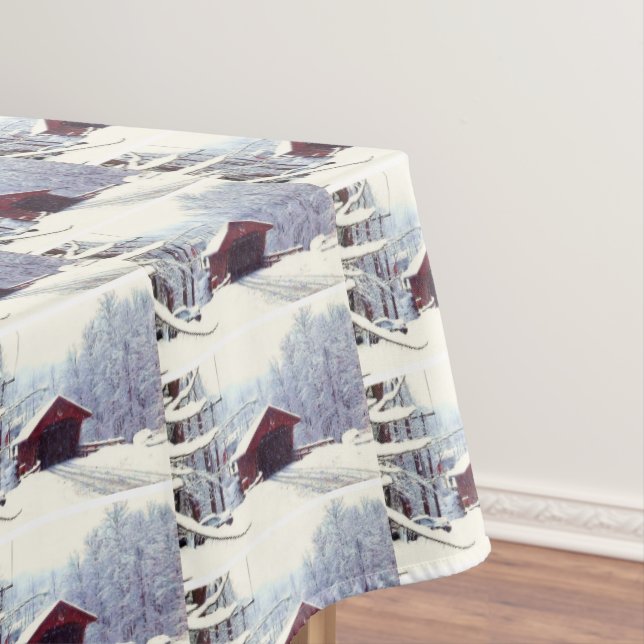 TOALHA DE MESA INVERNO NA PONTE COBERTA (Posição Original)