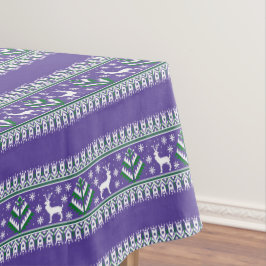 Toalha De Mesa Inverno Púrpura e Verde Natal Fair Isle