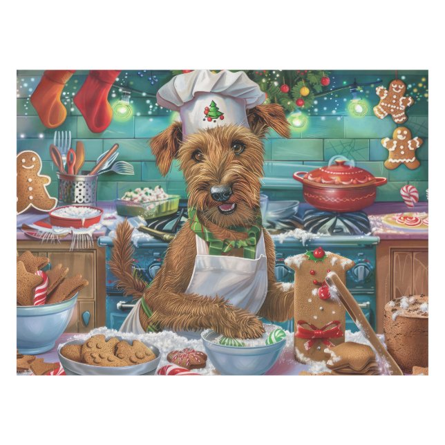 Toalha De Mesa Irish Terrier Holiday Baking: Natal Festivo (Frente (Horizontal))