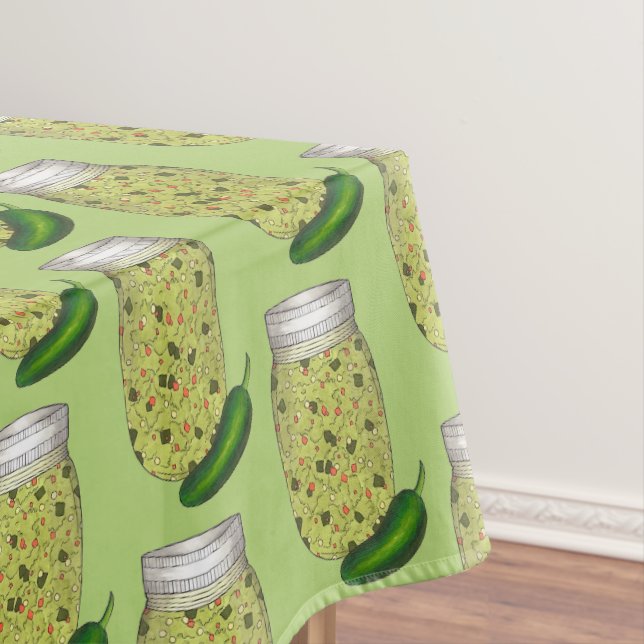 Toalha De Mesa Jalapeno Jalapeño Hot Green Pepper Relish Jar (Posição Original)