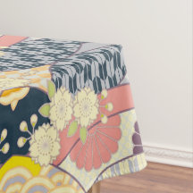 Jantar Blue White Japonês Kimono Floral Cotton