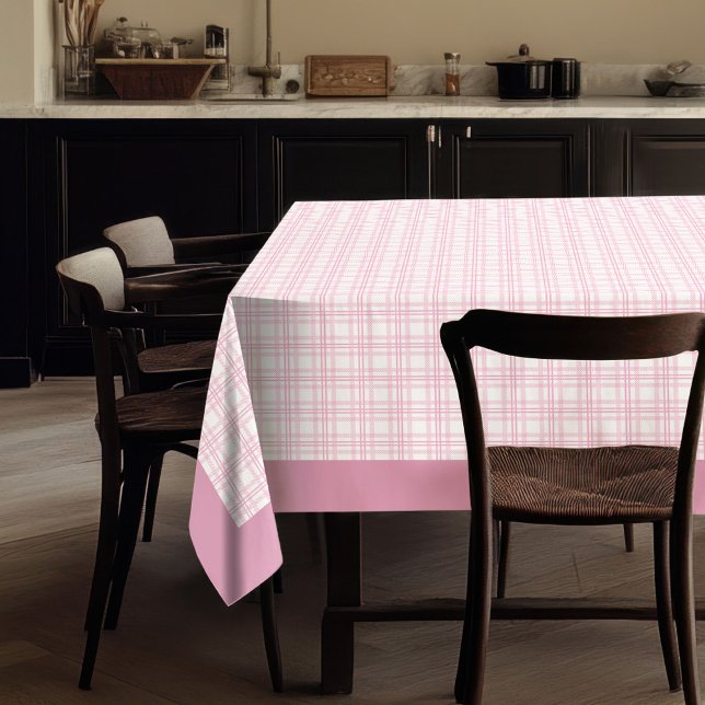 Toalha De Mesa Jantar De Algodão De Tablecloth De Verificação Ros (Rustic Pink Check Tablecloth Cottage Dining)
