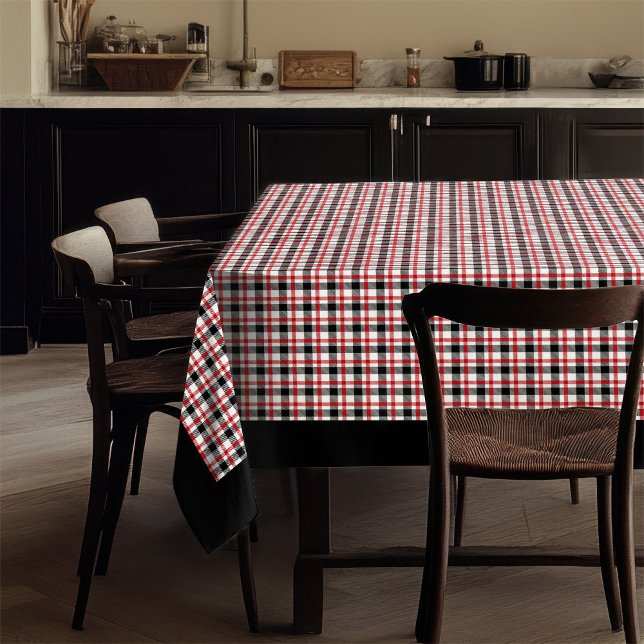 Toalha De Mesa Jantar Red Black Tartan Tablecloth Cozy Cabin (Red Black Tartan Tablecloth Cozy Cabin Dining Style)
