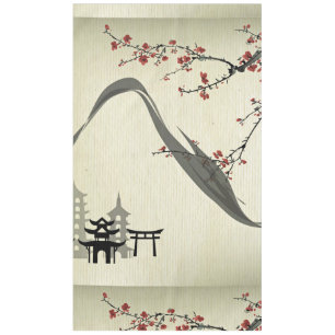 Toalha De Mesa Japonês,vintage,cereja floresce,água colorida,ar