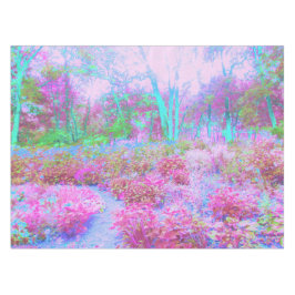 Toalha De Mesa Jardim Abstrato de Rosa Impressionista e Turquesa