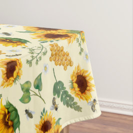 Toalha De Mesa Jardim Amarelo Girassóis Abelhas de mel Tablecloth