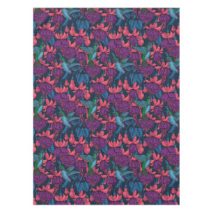 Toalha De Mesa Jardim de beija-flores em roxo e azul