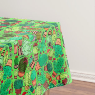 Toalha De Mesa Jardim de Cactos Verdes de Plantas Potentes