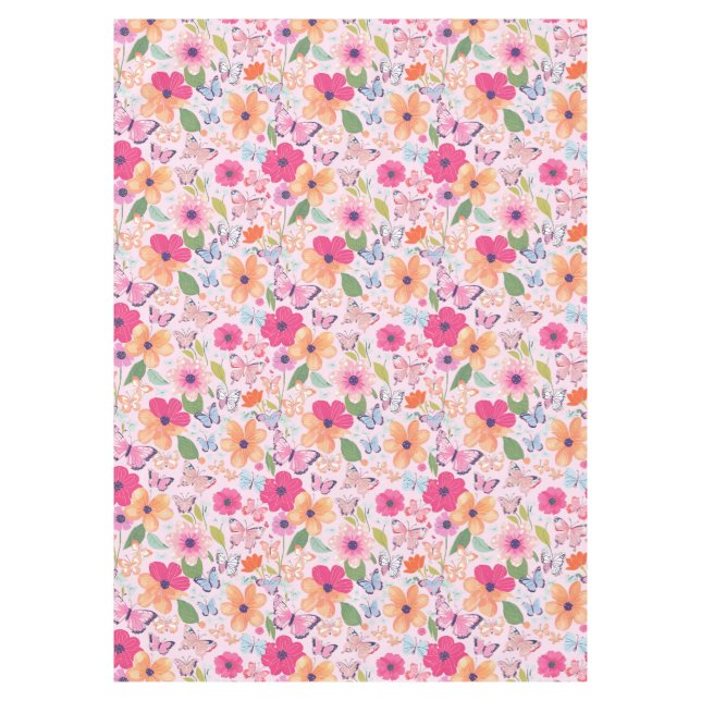 Toalha De Mesa Jardim de Flores Rosa Bonito (Frente)