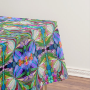 Toalha De Mesa Jardim de Flores Silvestres Libélula Floral Abstra