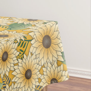 Toalha De Mesa Jardim de girassol, amarelo-palha escuro