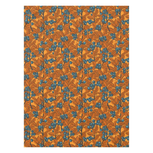 Toalha De Mesa Jardim de mirtilo, azul e laranja (Frente)