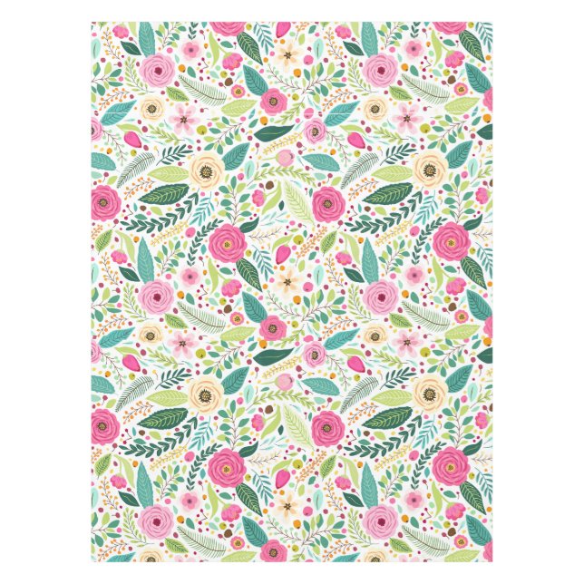 Toalha De Mesa Jardim de rosas cor-de-rosa (Frente)