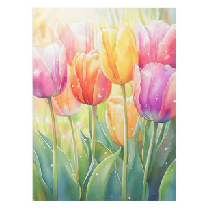 Toalha De Mesa Jardim de Tulipas de Primavera de Aquecedora
