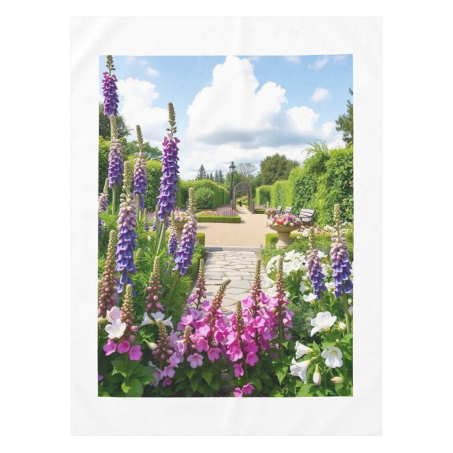Toalha De Mesa Jardim Inglês Clássico Lavanda Boca-de-Lobo Ervilh (Frente)