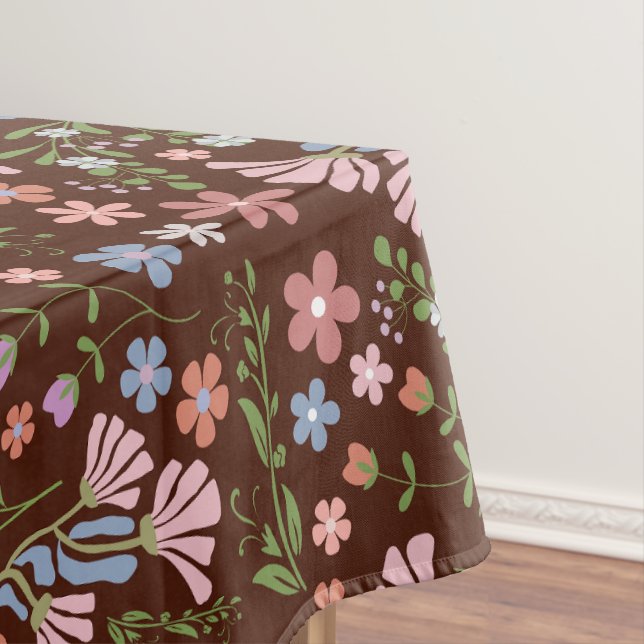 Toalha De Mesa Jardim primavera com Fundo Castanho de Chocolate (Posição Original)