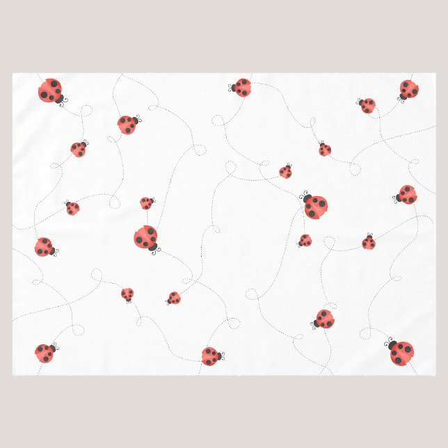 Toalha De Mesa Joaninhas Aquarela Branca (White Watercolor Fluttering Ladybugs Tablecloth)