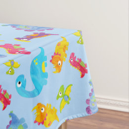 Toalha De Mesa Jovem Dinossauro Azul Pastel Azul e Gelado
