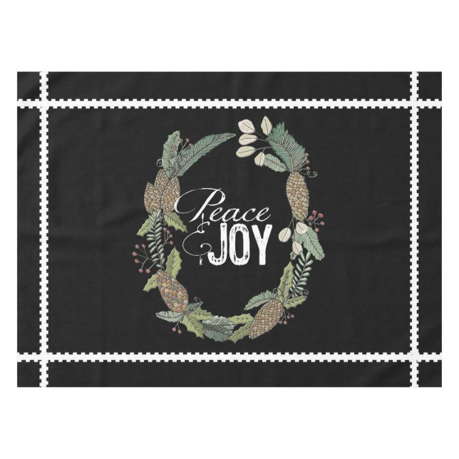 Toalha De Mesa Joy Evergreen Cones Wreath Tablecloth (Frente (Horizontal))