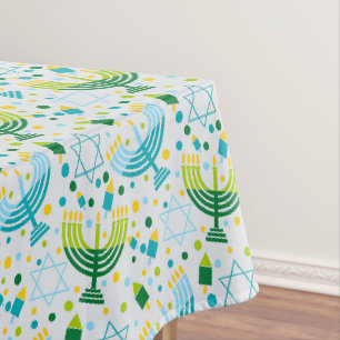 Toalha De Mesa Judaica - Chanukah Tablecloth - Presentes Verdes e