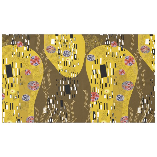 Toalha De Mesa Klimt Inspirou Dourada Arte Nouveau O Beijo (Frente (Horizontal))