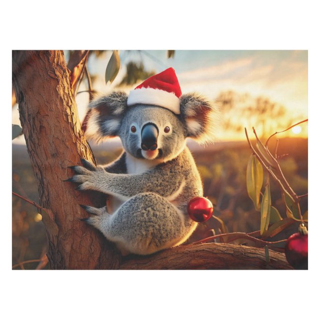 Toalha De Mesa Koala Santa Hat Sentado em Gumtree (Frente (Horizontal))